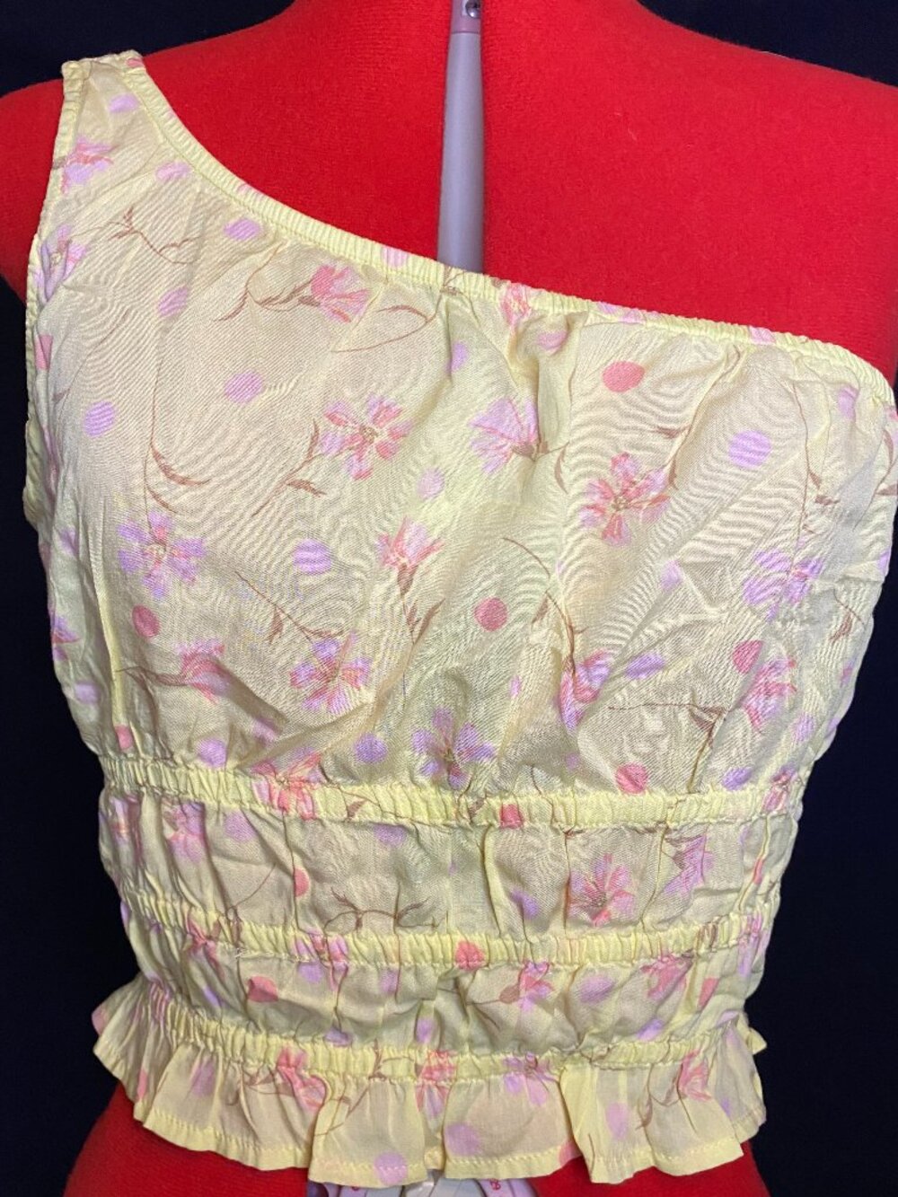 NWT BP Yellow floral one shoulder top Sz L